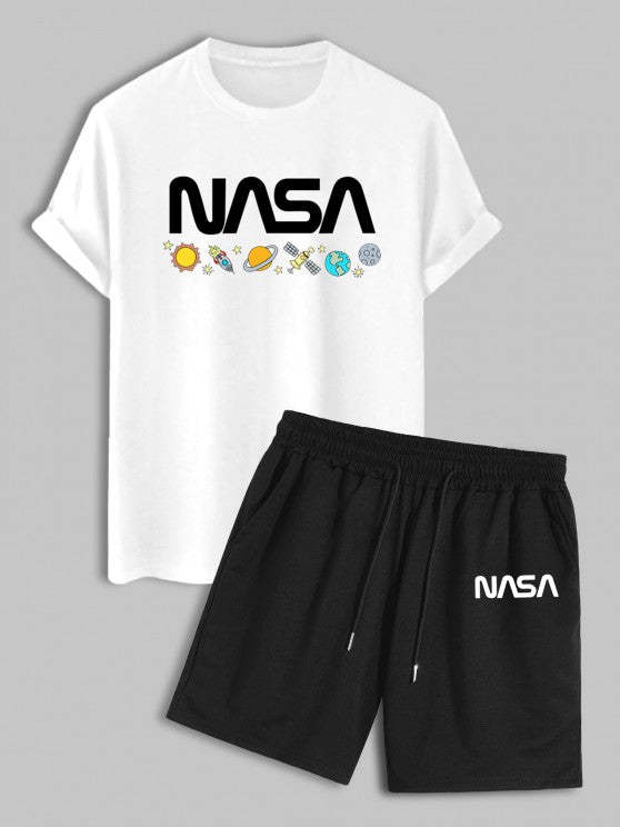 Planets Pattern T Shirt And Shorts Set