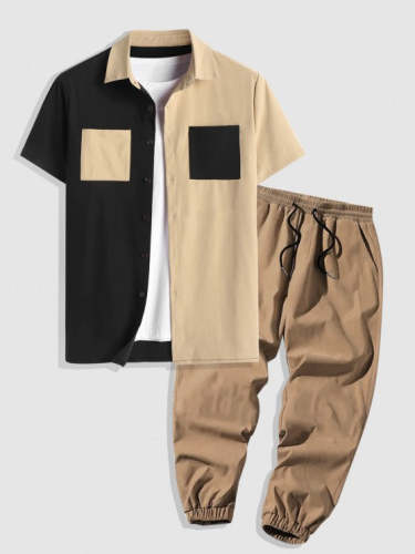 Shirt And Patched Pockets Pants Set
