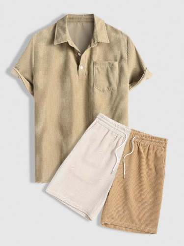 Polo Collared Shirt And Two Tone Shorts