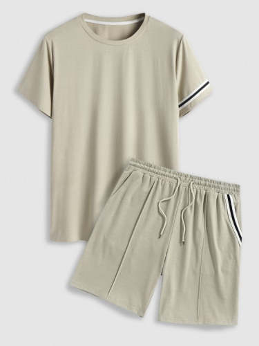 Strap T Shirt And Drawstring Shorts Set