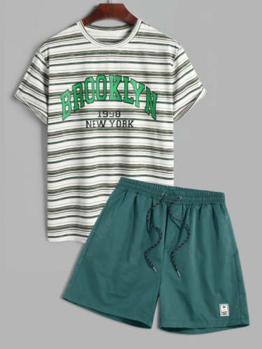 Striped Casual T Shirt And Shorts
