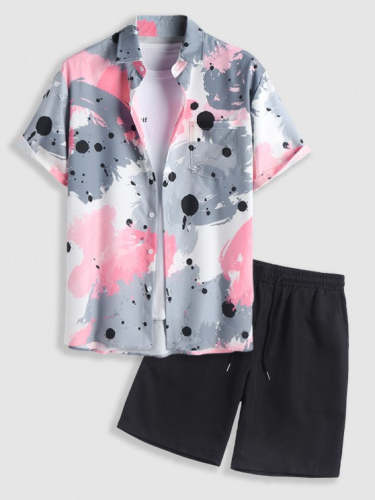 Pocket Design Vacation Shirt And Shorts Set