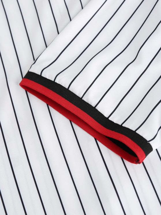 Striped Pattern Sports Shirt And Shorts
