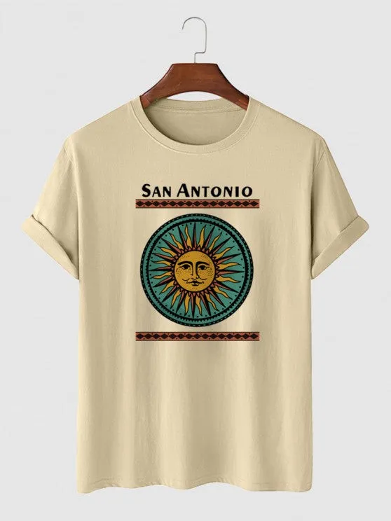 Ethnic Sun Print T Shirt And Cargo Pants Set