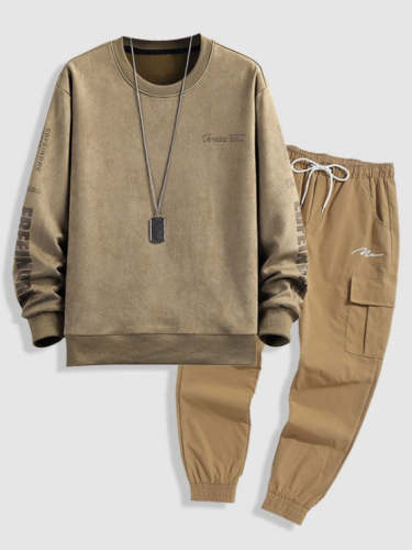 Text Printed Casual Sweatshirt And Pants