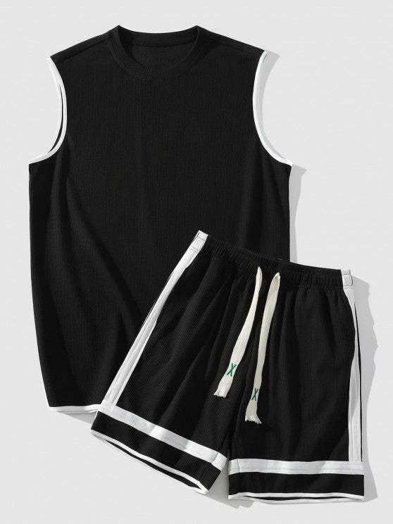 Solid Colored Tank Top And Shorts Set