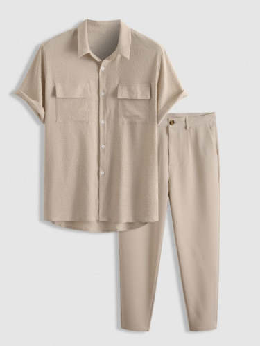 Flap Pocket Crinkle Shirt And Pants