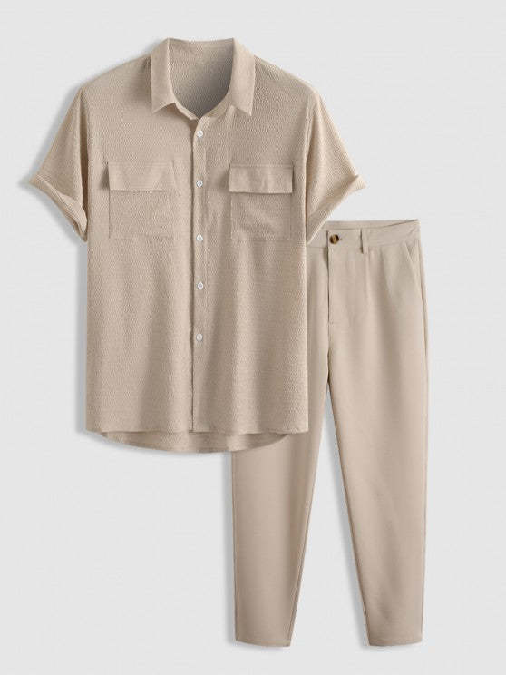 Flap Pocket Crinkle Shirt And Pants