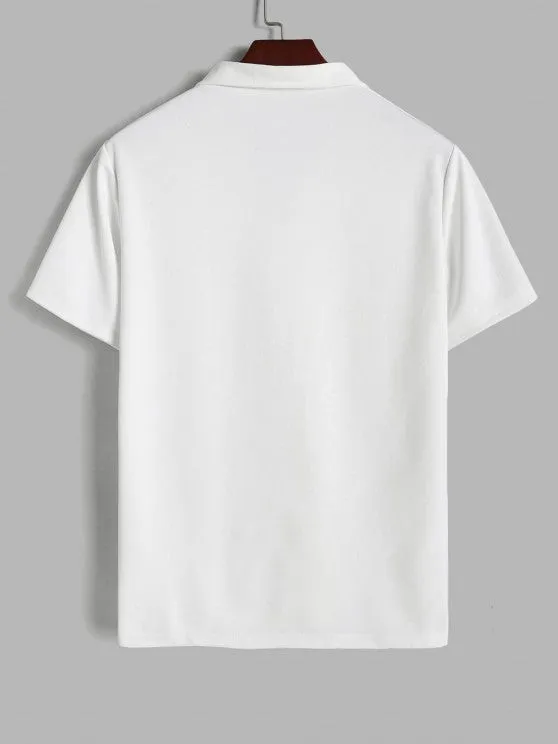 Collar With Half Zip T Shirt And Shorts Set