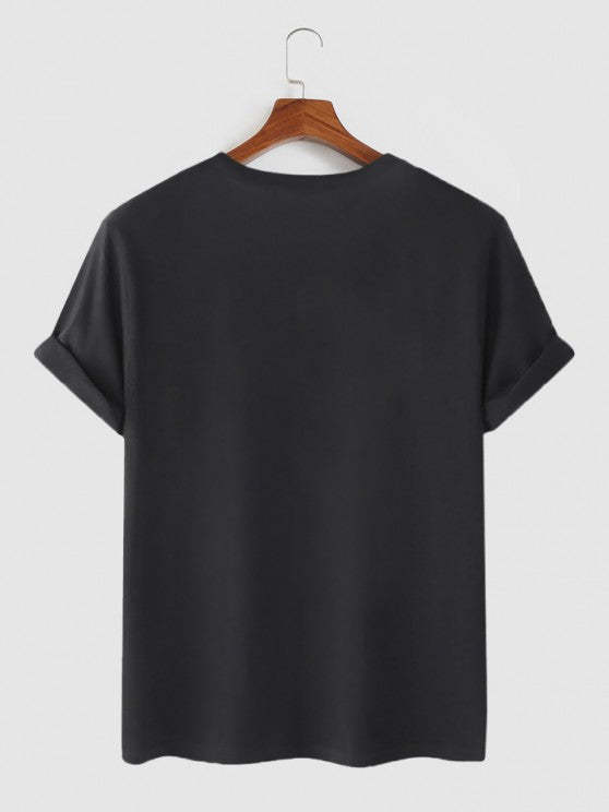 Plain Printed T Shirt And Drawstring Shorts Set