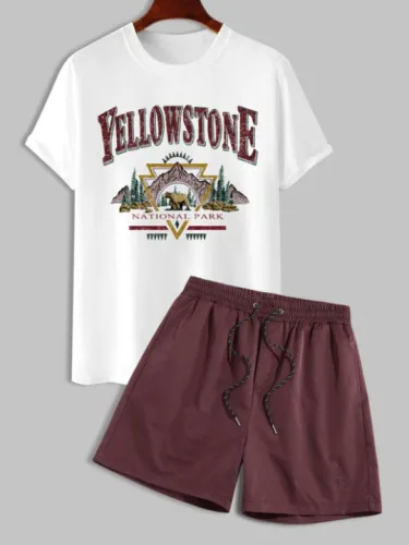 Pattern T Shirt And Shorts Set