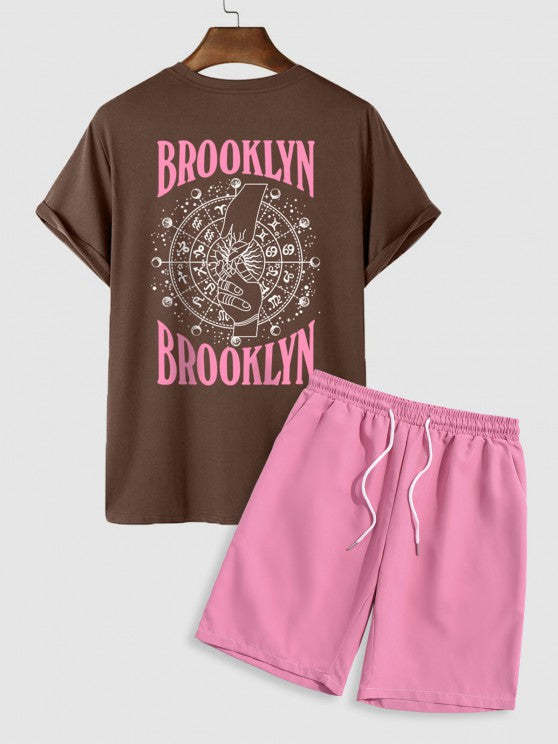 Printed T Shirt And Casual Shorts Set