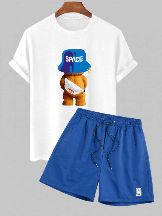 Cartoon Bear Printed T Shirt And Shorts