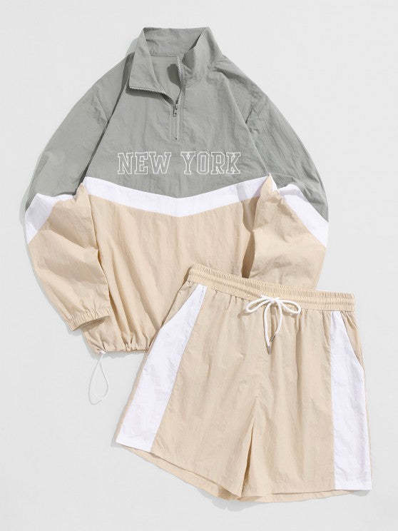 York Embroidered Pullover And Shorts