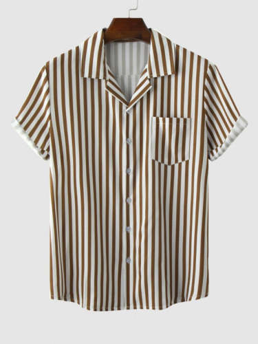 Vertical Striped Casual Shirt And Shorts