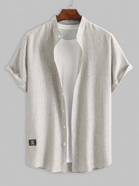 Stand Collar Half Sleeves Shirt With Shorts