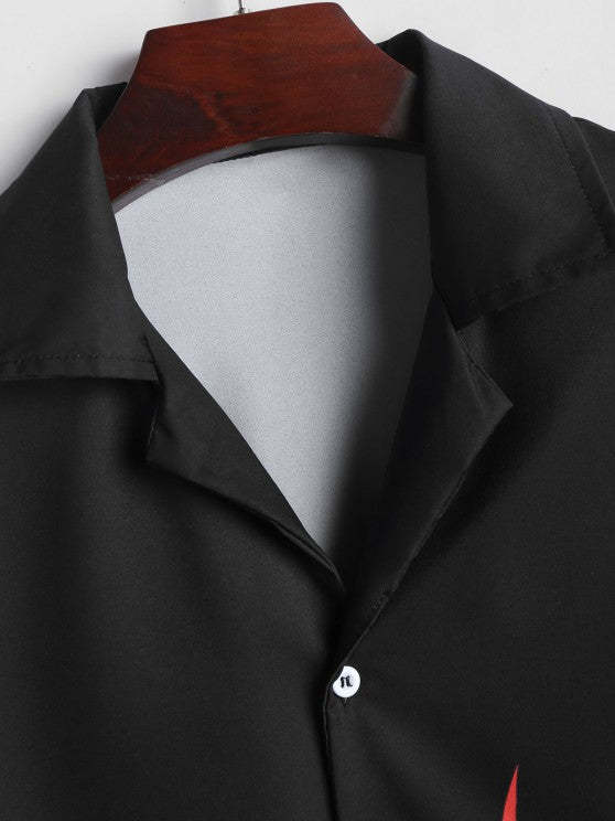 Button Fire Printed T Shirt And Shorts