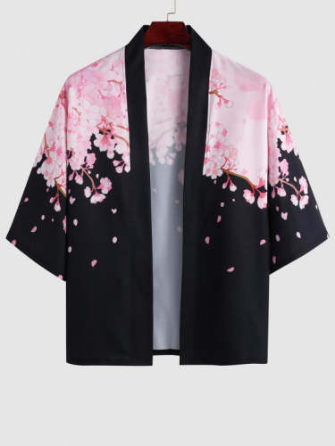 Open Front Cheery Blossom Kimono And Shorts