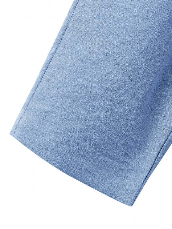 Lapel Collar Button Front Short Sleeve Shirt And Pants