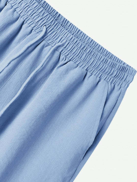 Lapel Collar Button Front Short Sleeve Shirt And Pants