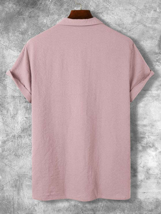 Lapel Collar Button Front Short Sleeve Shirt And Pants