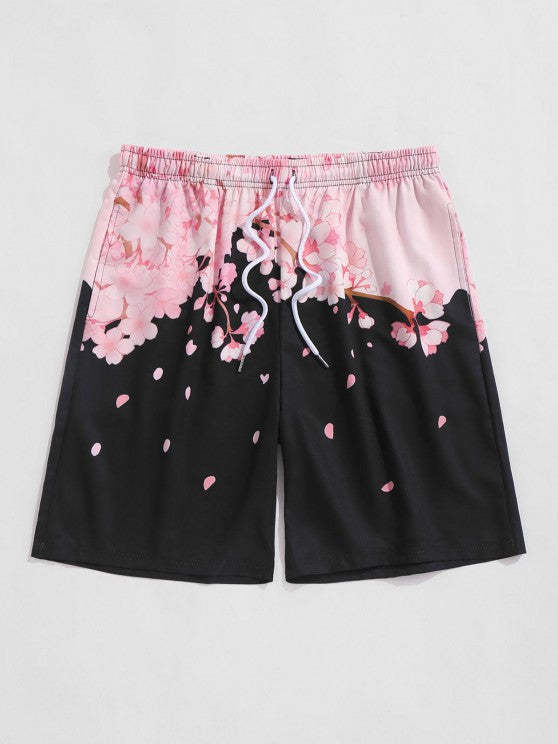 Open Front Cheery Blossom Kimono And Shorts