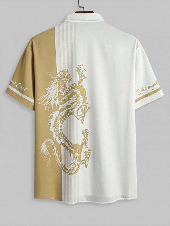 Dragon Pattern Short Sleeves Shirt And Shorts