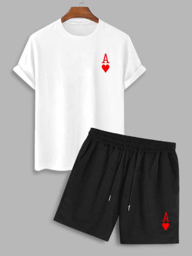 Playing Card Print T Shirt And Shorts Set