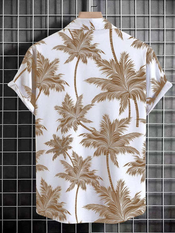 Tropical Print Short Sleeve Hawaiian Shirt And Shorts
