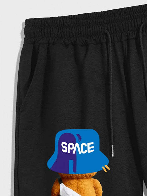 Cartoon Space Bear Pattern T Shirt And Shorts Set