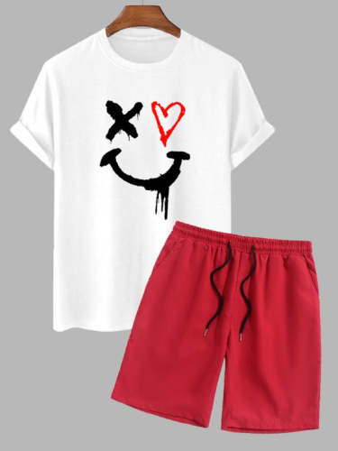 Drippy Smile Style T Shirt And Bermuda Shorts Set