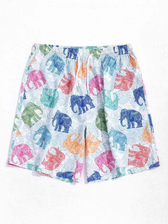 Bohemian Elephant Casual Print Shirt And Shorts
