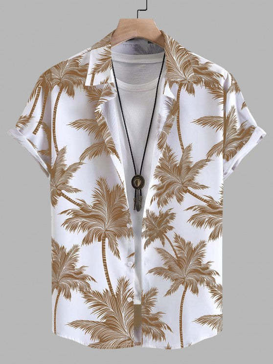 Tropical Print Short Sleeve Hawaiian Shirt And Shorts