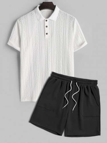 Casual Collar T Shirt And Basic Shorts Set