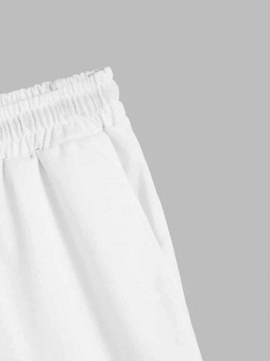 Elegant Letter Print Short Sleeve T Shirt With Basic Shorts Set