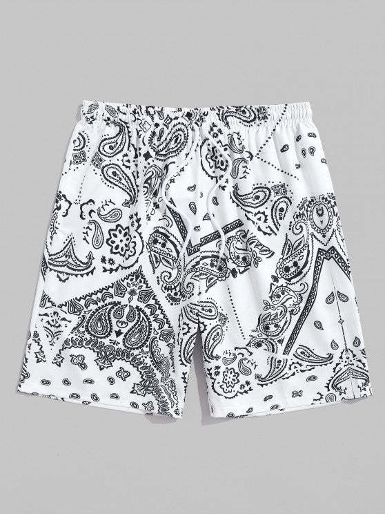 Ethnic Paisley Floral Patchwork Shirt And Shorts