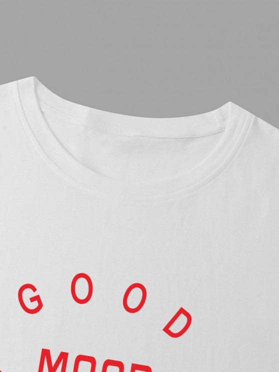 Good Mood Pattern T Shirt And Shorts