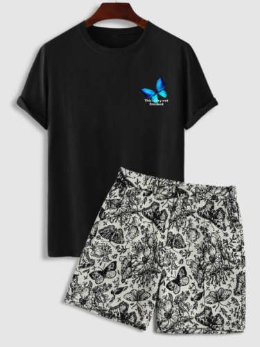 Butterfly Pattern T Shirt And Shorts