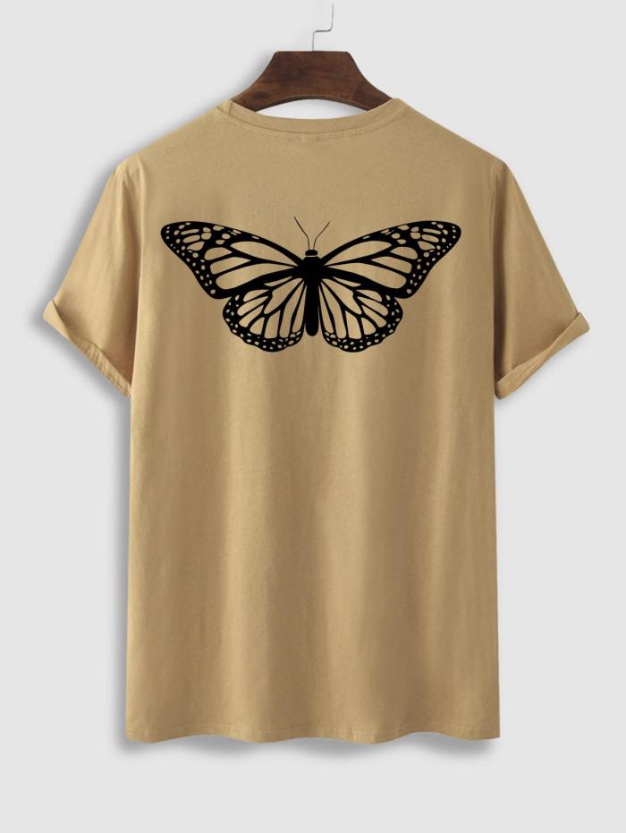 Butterfly Pattern Short Sleeves T Shirt And Shorts Set