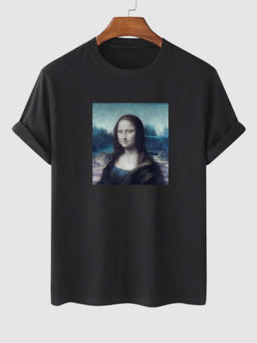 Mona Lisa Picture Pattern Short Sleeves T Shirt And Shorts Set