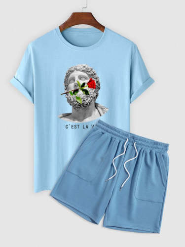 Graphic Printed T Shirt And Shorts Set