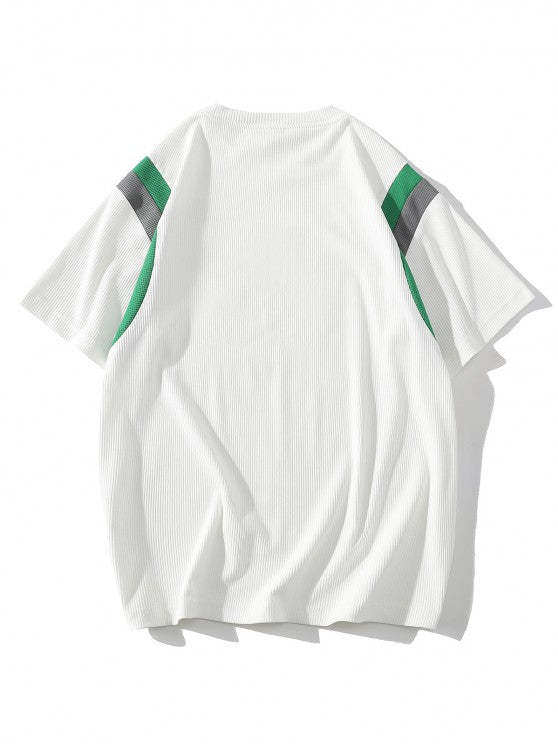 Textured Short Sleeves T Shirt And Shorts Athletic Set