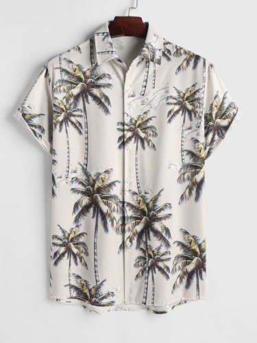 Summer Outfits Coconut Tree Pattern Shirt And Shorts Set