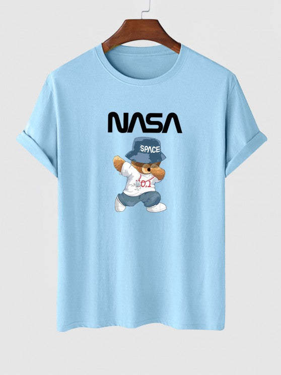 Space Bear Graphic T Shirt And Solid Color Shorts Set