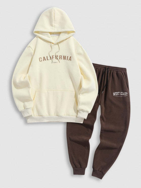 Letter Embroidery Casual Hoodie And Pants