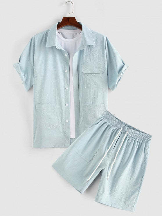 Cargo Style Multi Pocket Casual Shirt And Shorts