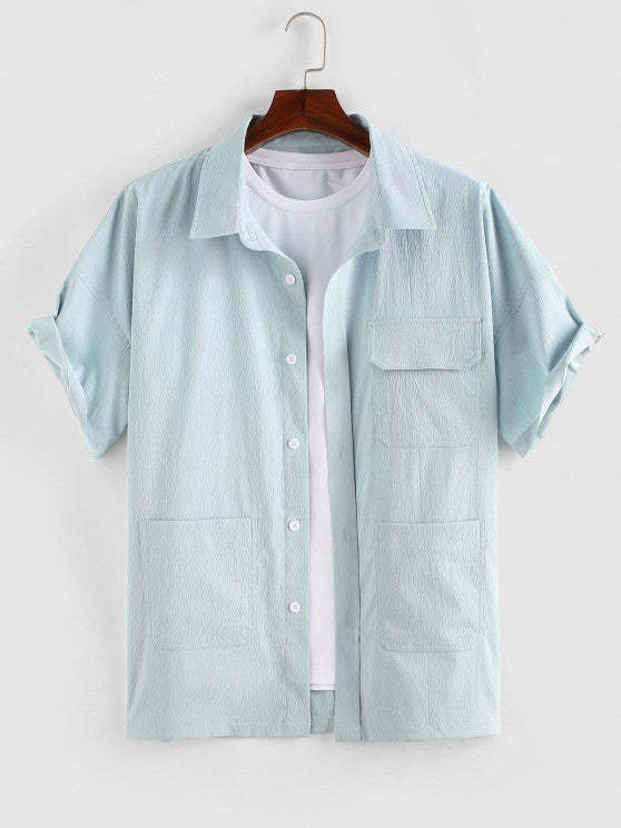 Cargo Style Multi Pocket Casual Shirt And Shorts