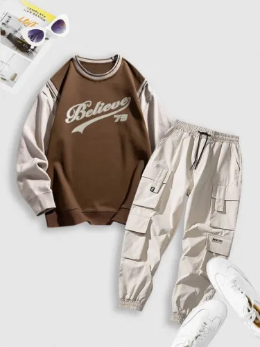 Letter Printed Casual Sweatshirt And Pants