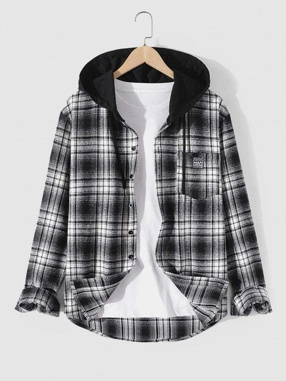Flannel Plaid Hooded Shirt And Pants