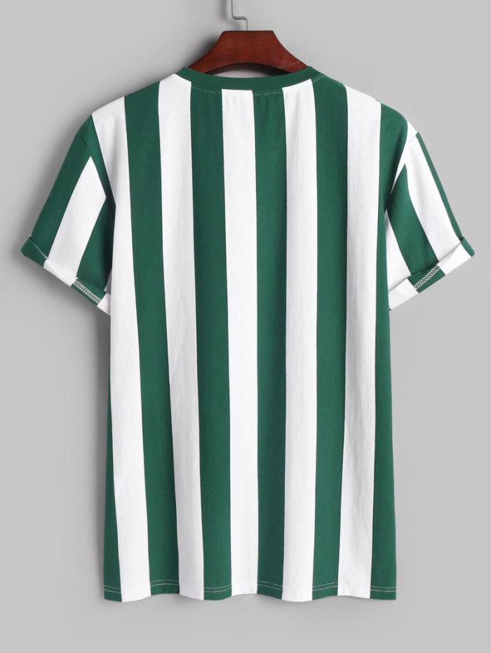 Broad Striped Short Sleeves T Shirt And Shorts Set